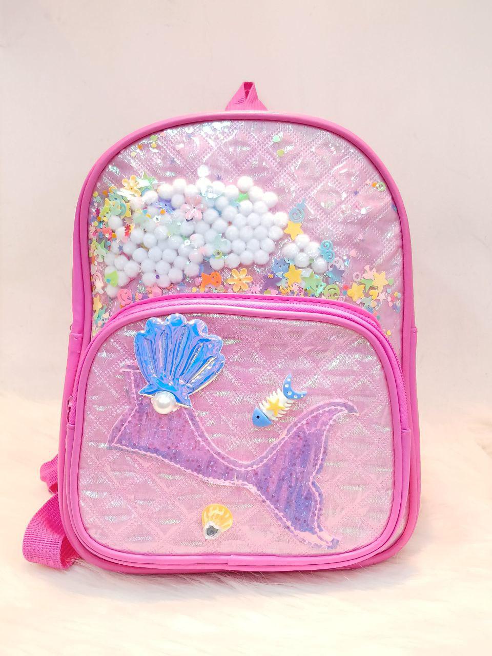 Enchanted Mermaid Tail Holographic Kids Backpack with Confetti